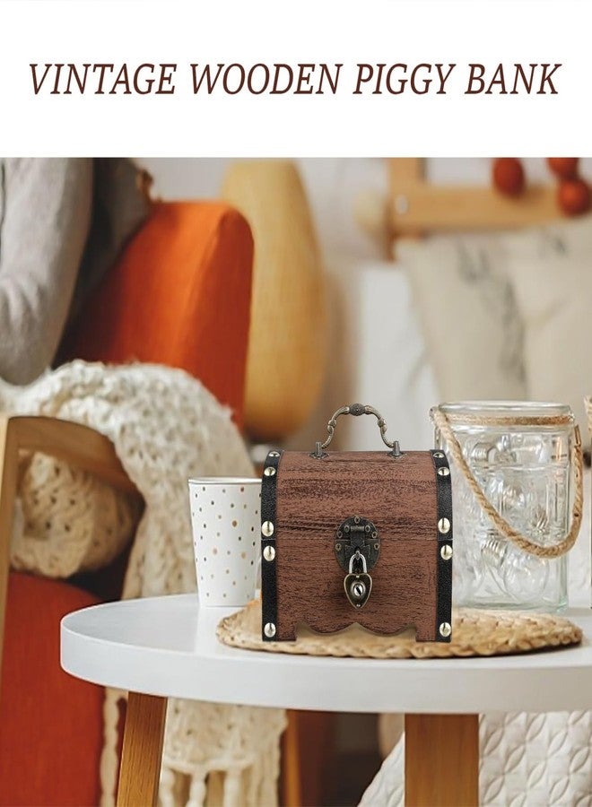 WRITWAA Retro Treasure Chest with Lock Light Brown Plastic Organizer Box for Coins Jewelry and Keepsakes Vintage Storage Chest with Heart-Shaped Lock - Image 3